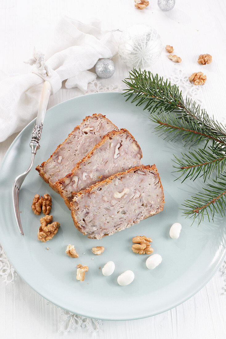 Vegan pate with walnuts and beans for Christmas