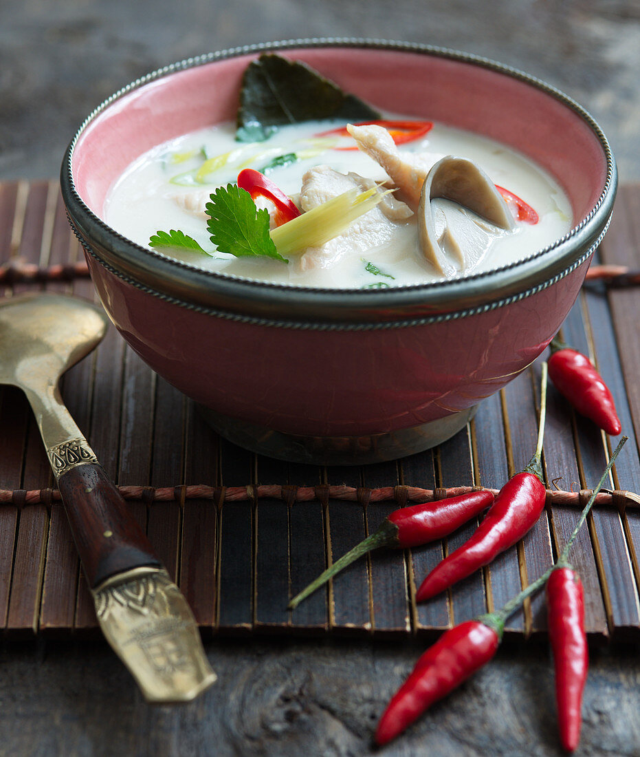 Tom Kha Gai (coconut soup with chicken breast, Thailand)
