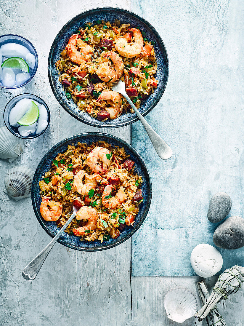 Jambalaya with king prawns