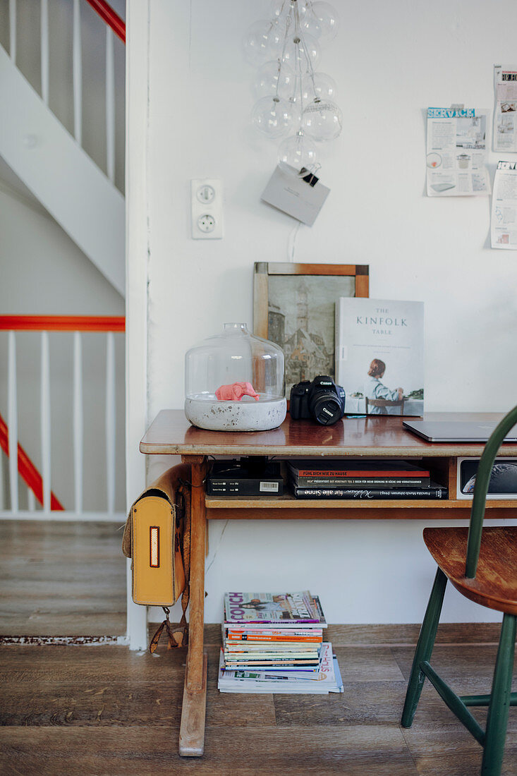 Vintage-style accessories on old desk