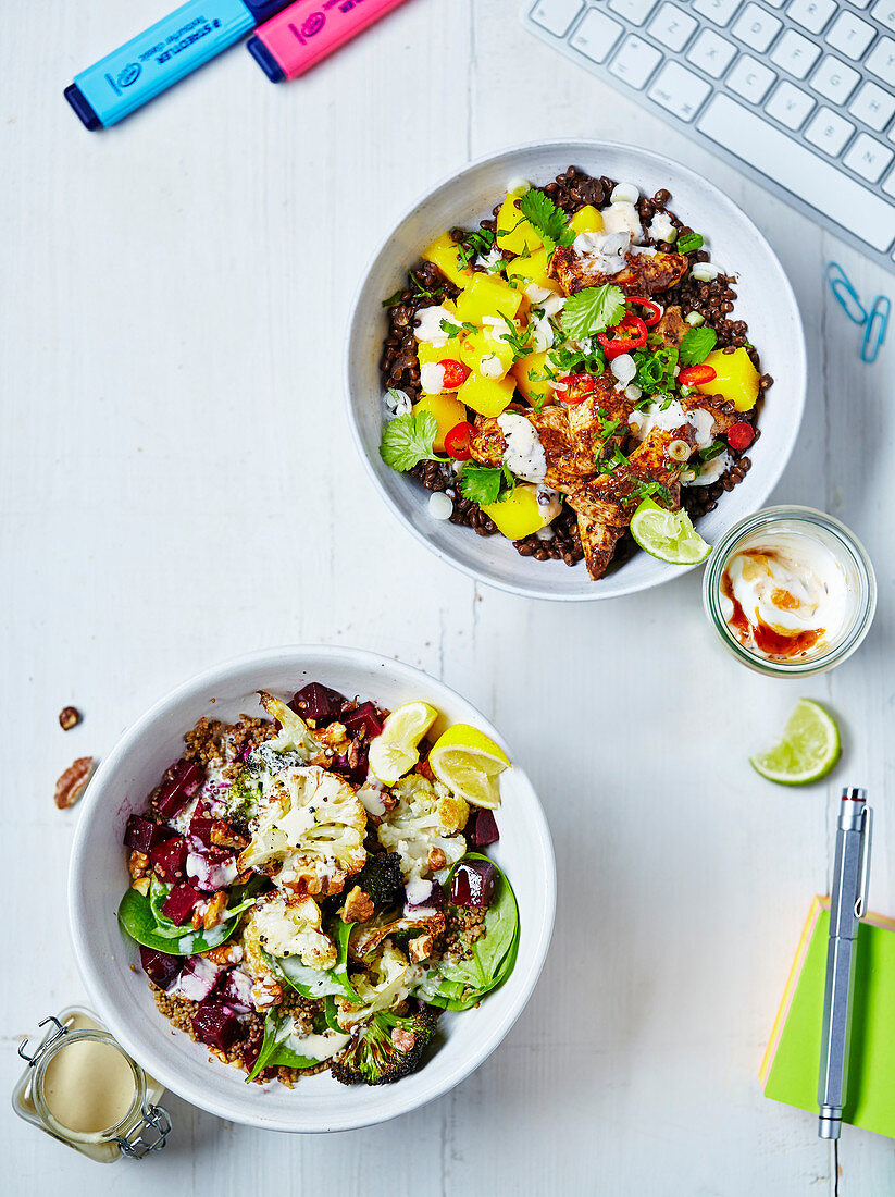 Two salads for lunch at the office