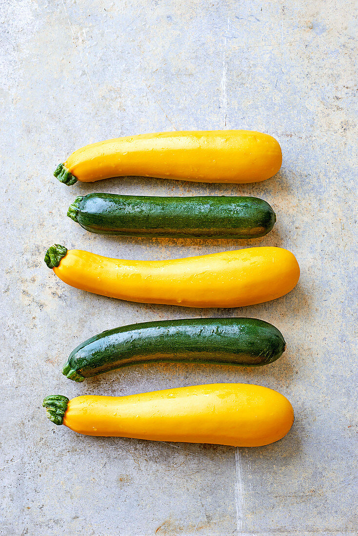 Green and yellow courgettes