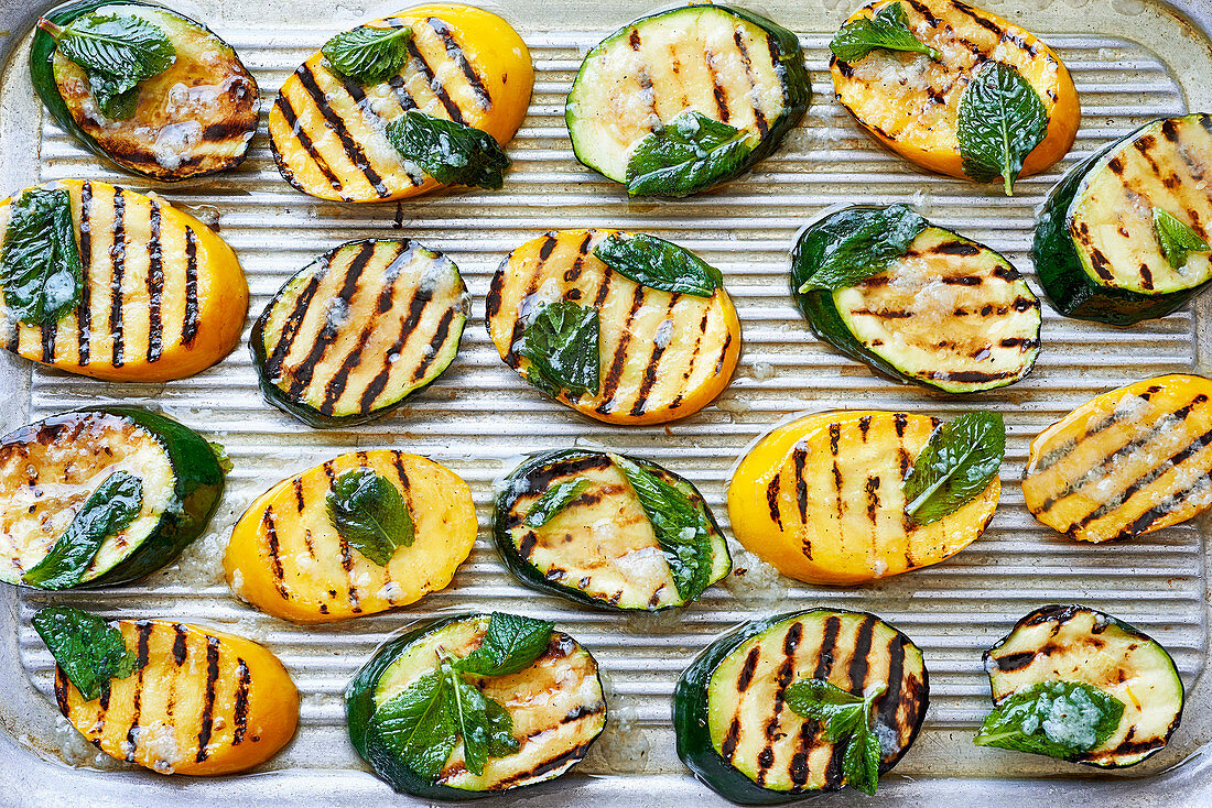Minty griddled courgettes