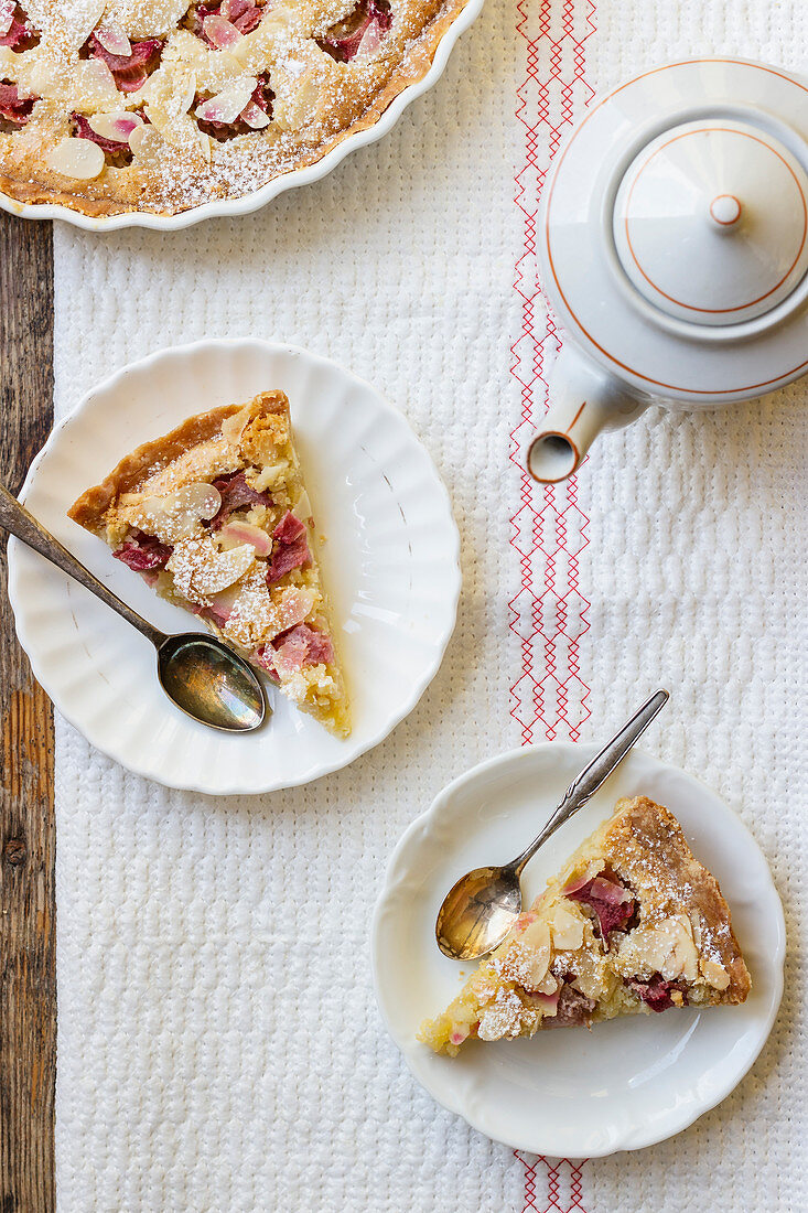 Rhubarb and almond tart