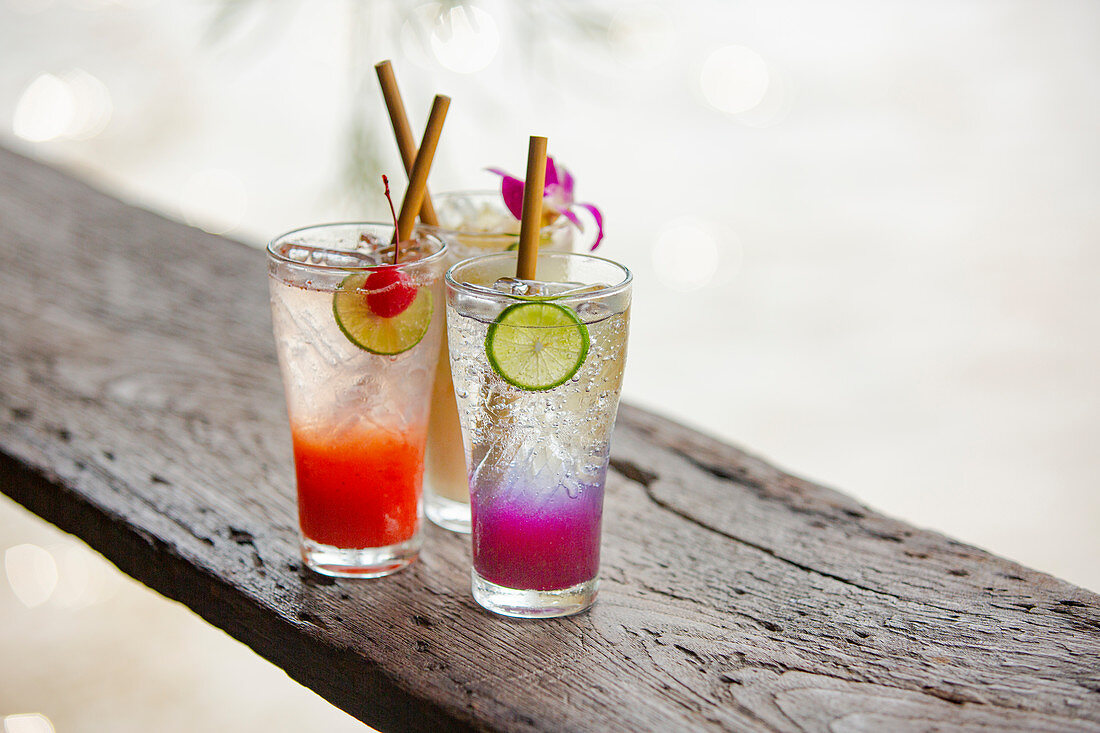 Various mocktails in a bar in Bangkok (Thailand)