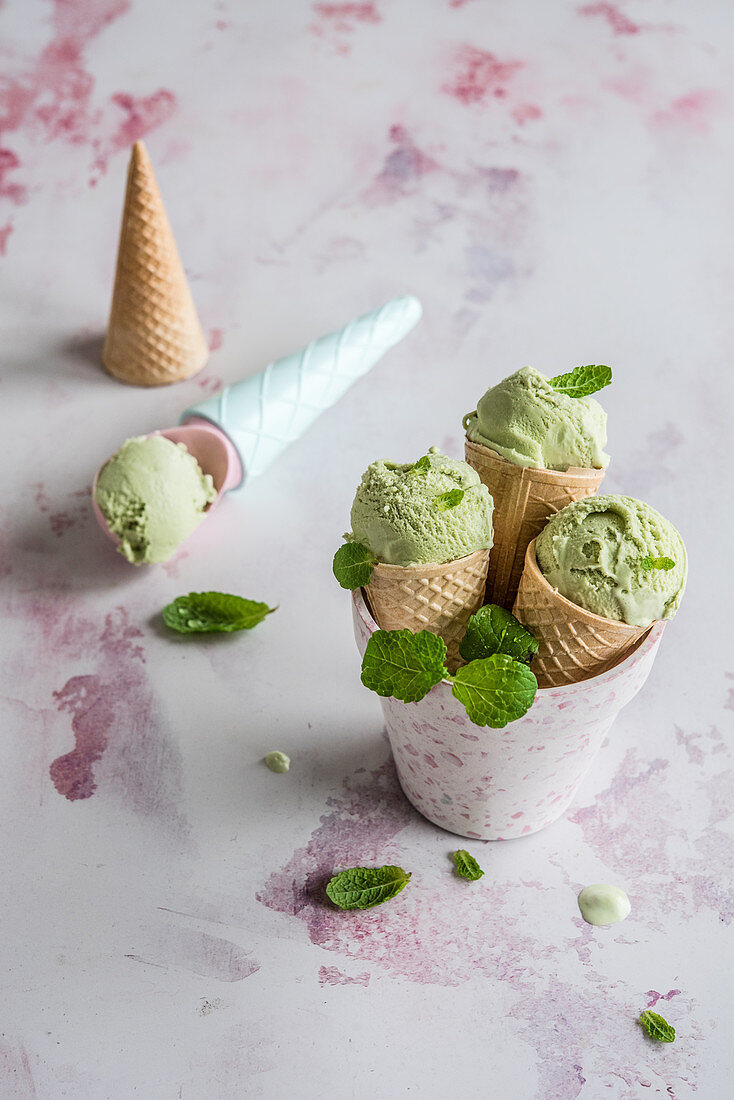 Mint green ice cream