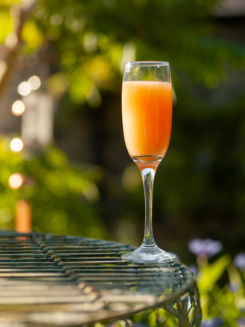 Orange cocktail on a garden table