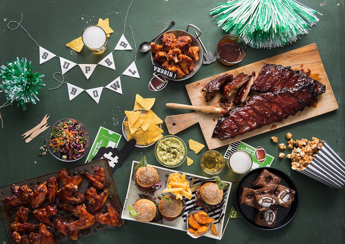 Sweet and savoury party food for a Super Bowl party