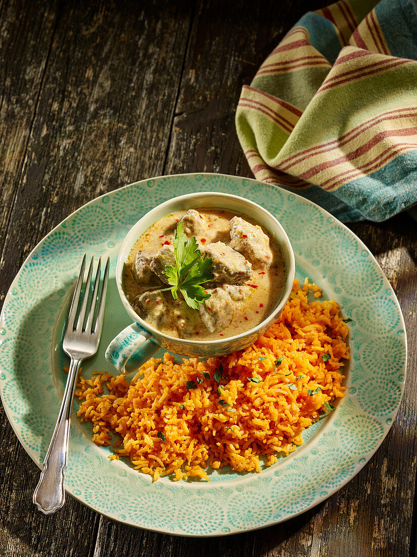 Malaysian Beef Rendang and Tumeric Rice