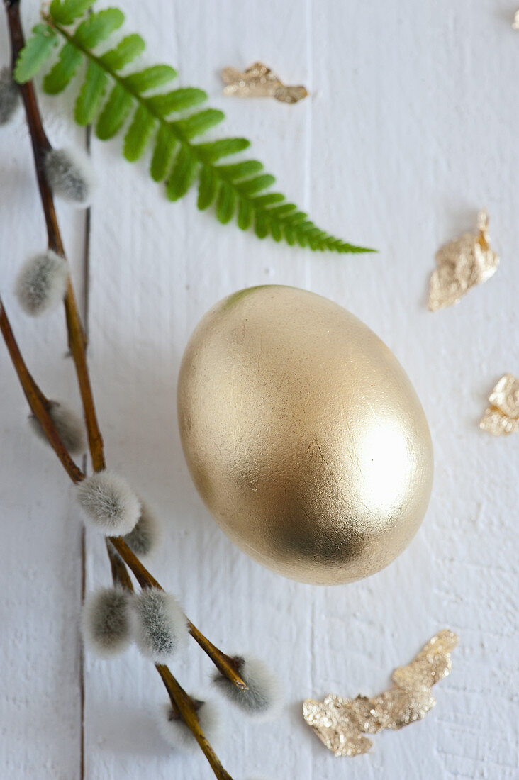 Close-up of golden Easter egg