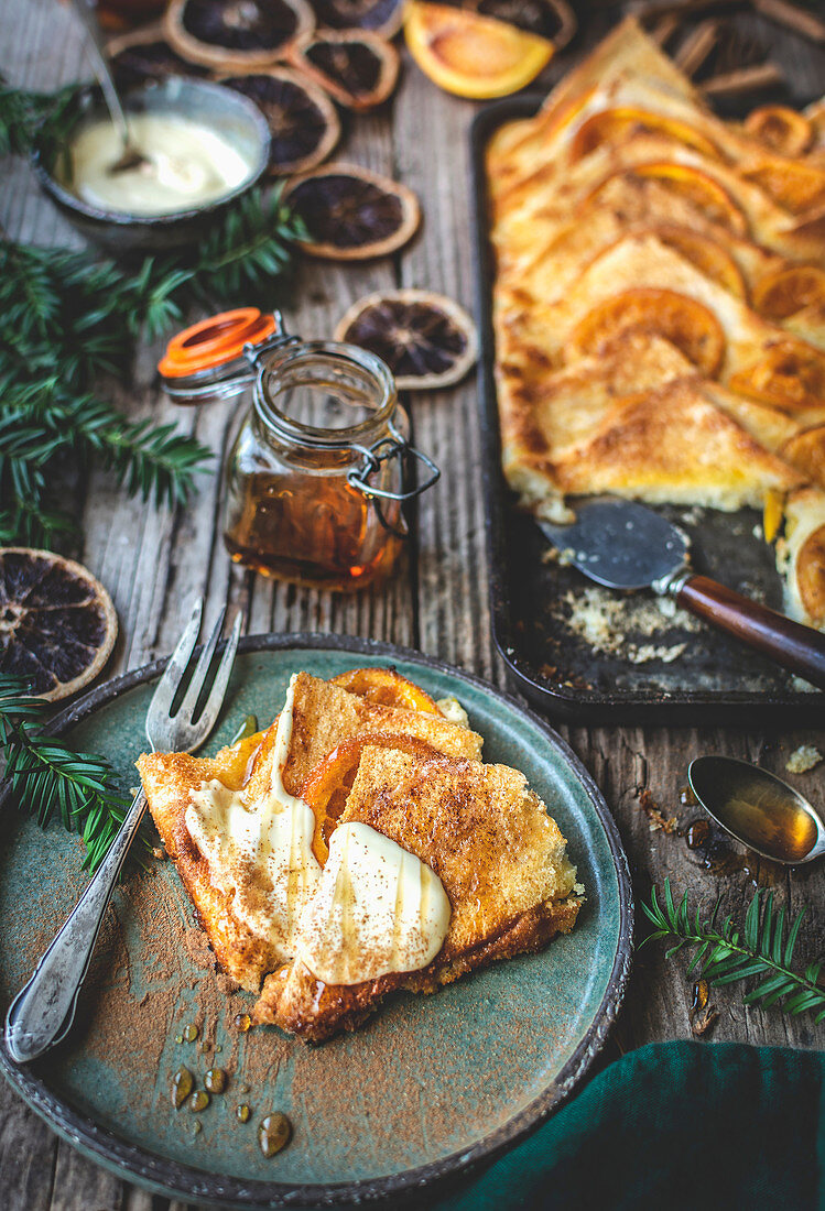 Orange bread and butter pudding