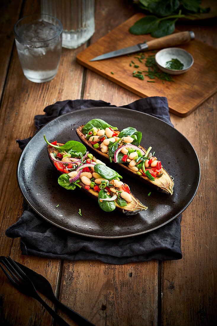 Stuffed Baked Baby Aubergines