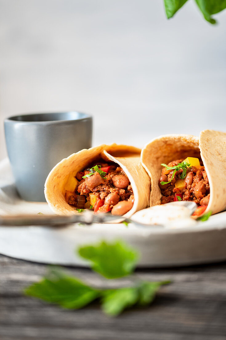 Burritos with beef and beans