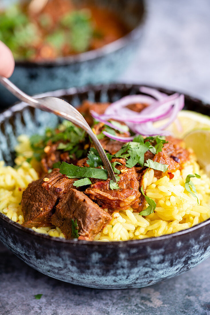 Rindfleischcurry mit Safranreis