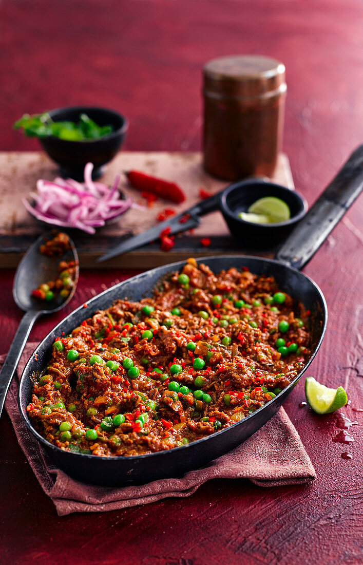 Keema Matar (Hackfleisch-Erbsen-Curry, Indien)