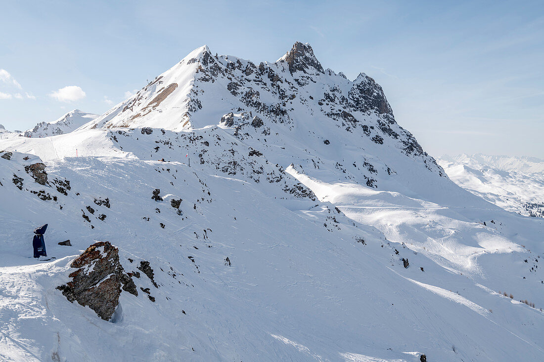 Switzerland, Grisons, Klosters: Skiing at the Gotschnagrat. Skiresort Davos-Klosters