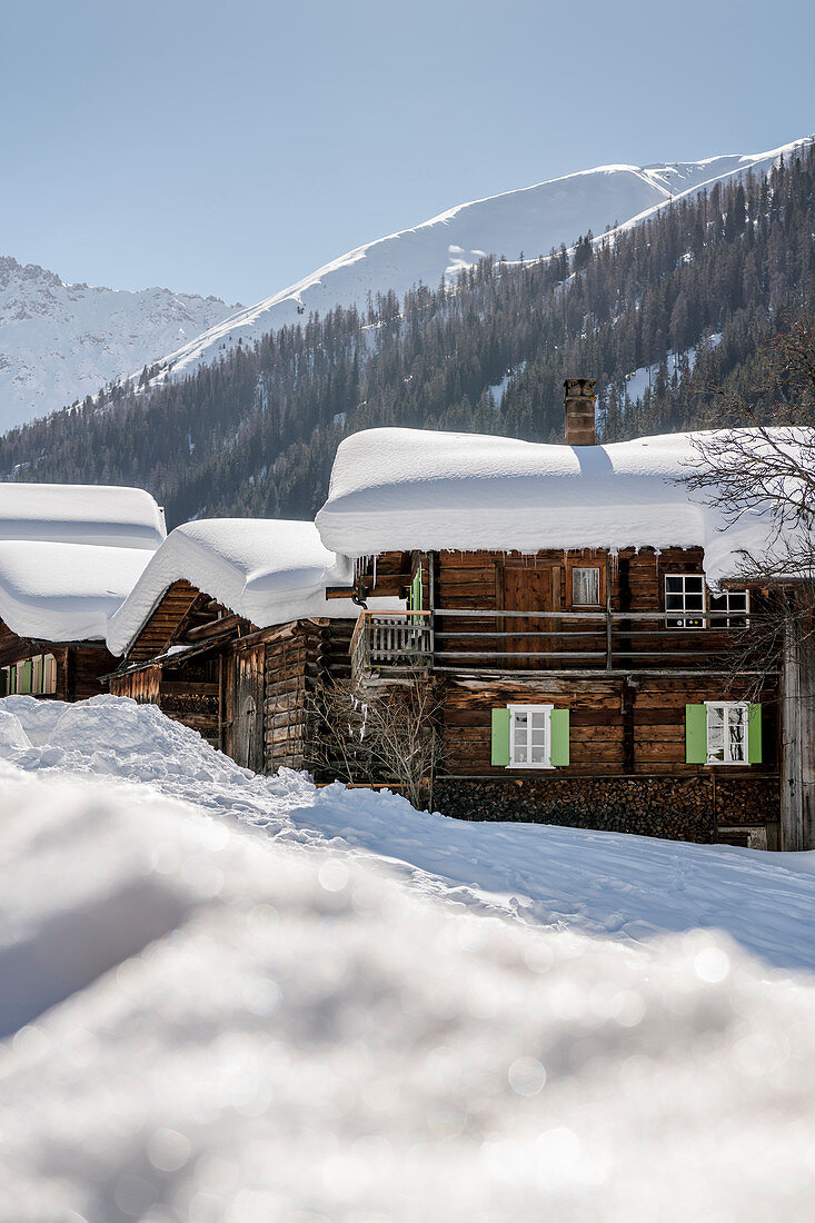 Das Walserdorf Monstein, Monstein, Graubünden, Schweiz