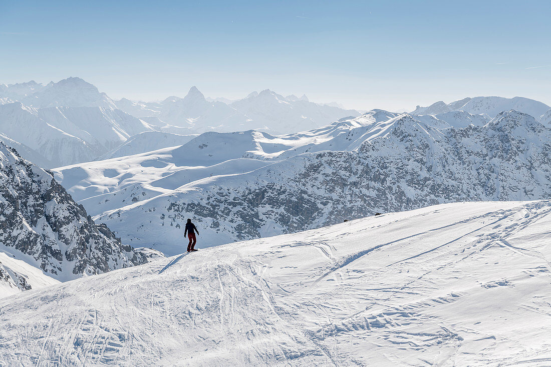 Switzerland, Grisons, Davos: View from Weissfluhjoch (2662m)