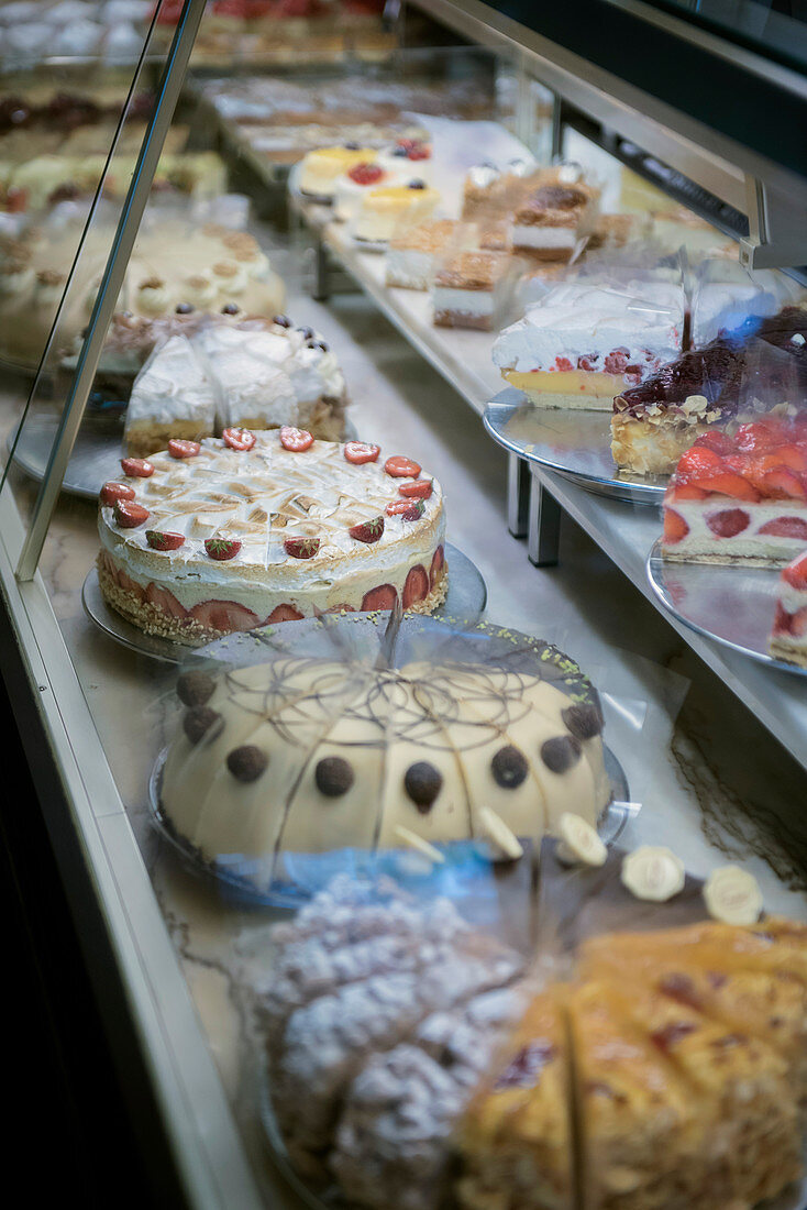 A display in a pastry shop