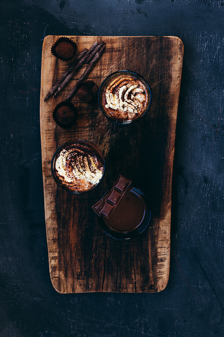 Hot chocolate and chocolate truffles