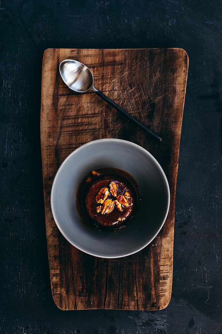 Sticky Toffee Pudding with Pecan Nuts and Toffee Sauce