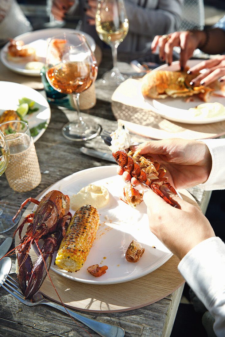 Lobster with grilled corn on the cob