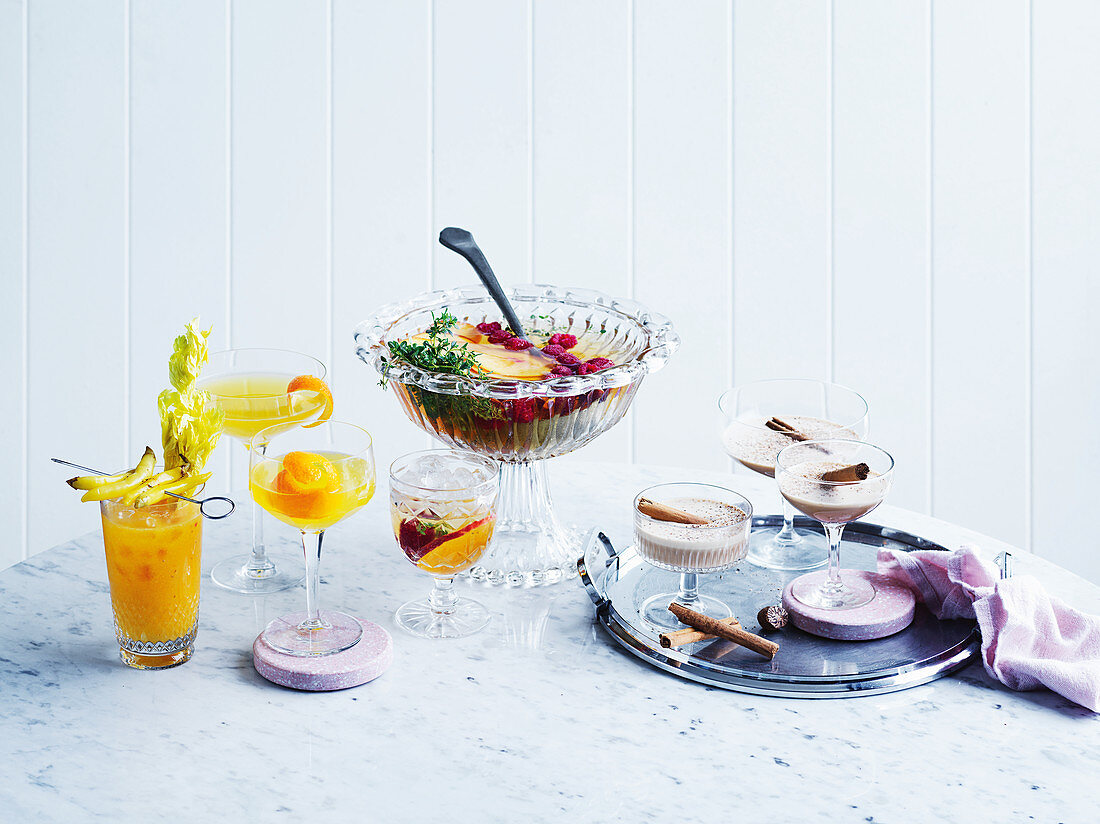 Gin punch bowl, 'Mango Mary', espresso egg nogg and marmalade Martini