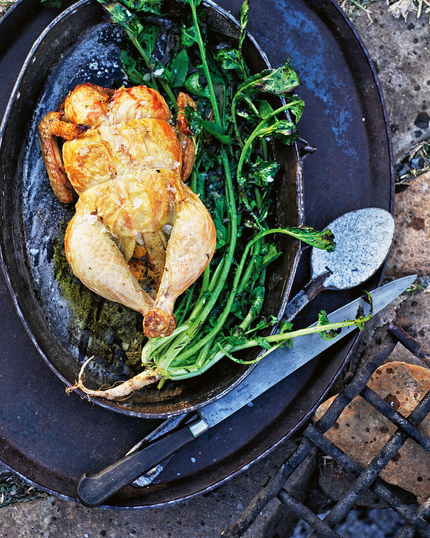 Grilled chicken with green chilli and garlic sauce