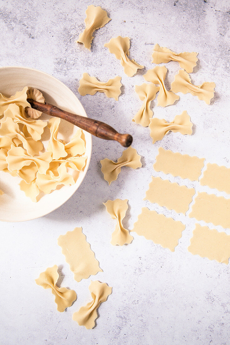 Homemade farfalle