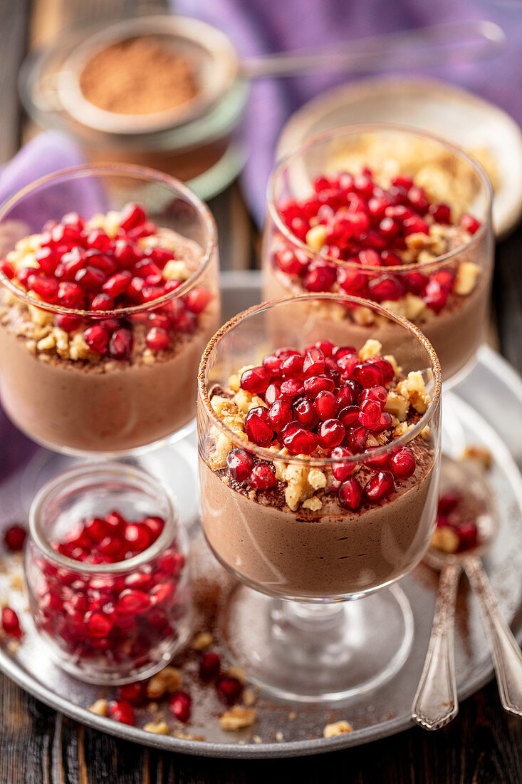 Chocolate mousse with pomegranate