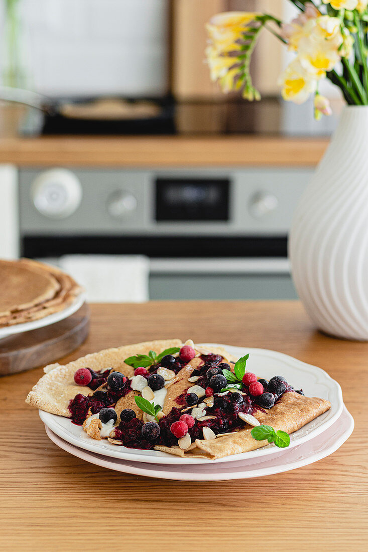 Crepes with forest berries