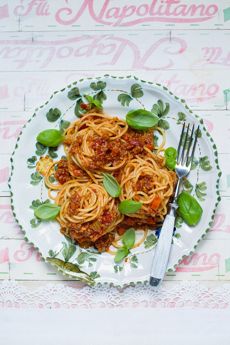 Spaghetti mit Grünkernbolognese