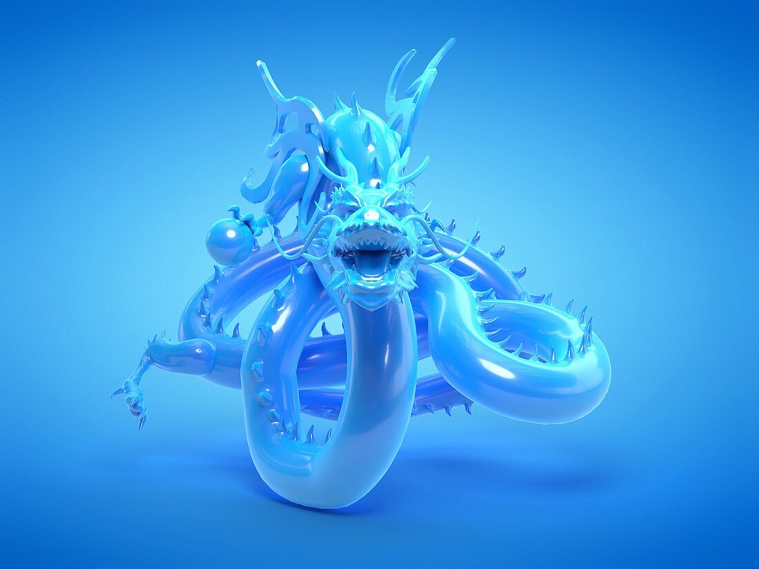 Asian dragon statue, illustration