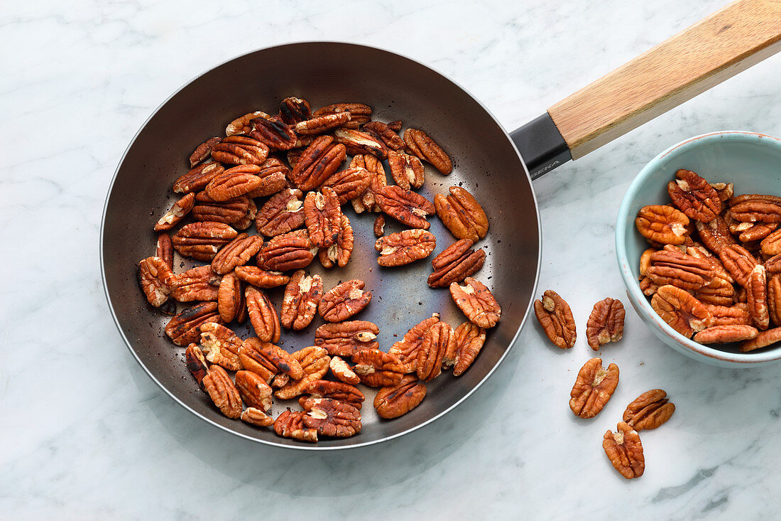 Pecan nuts being roasted