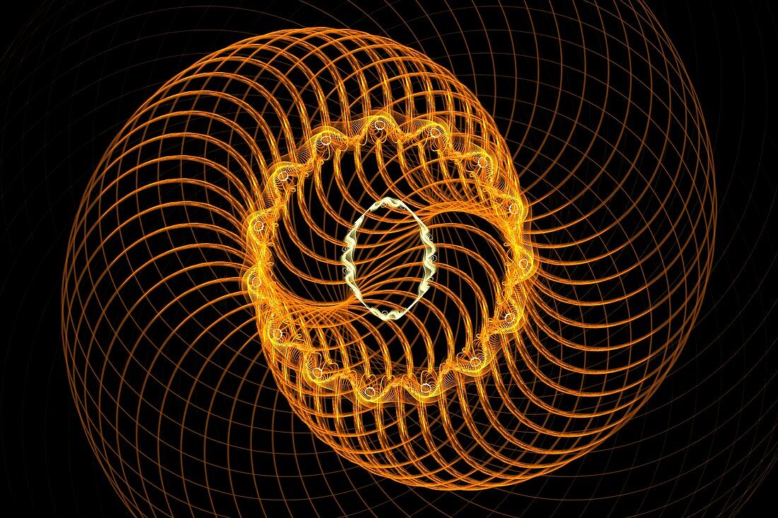 Orange spirals, fractal illustration