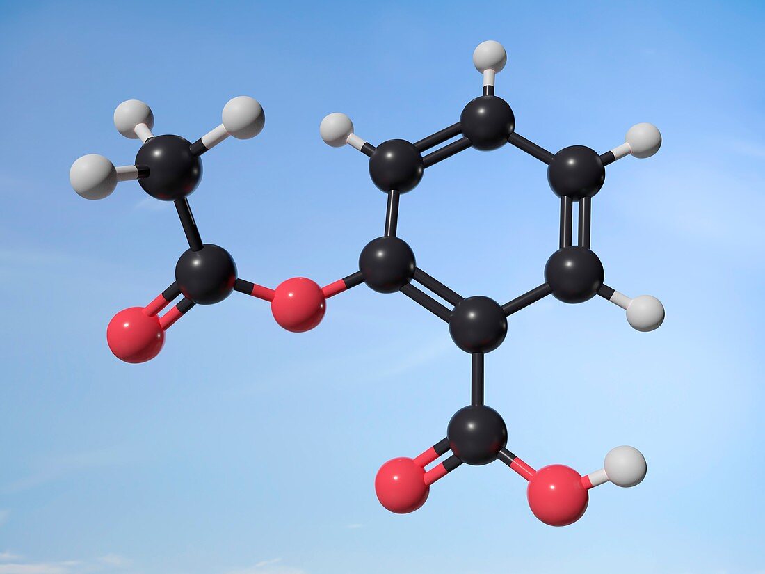 Model of aspirin molecule, illustration.