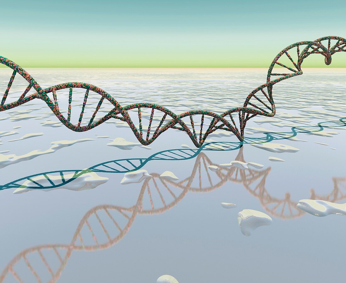 DNA over strange sea, illustration