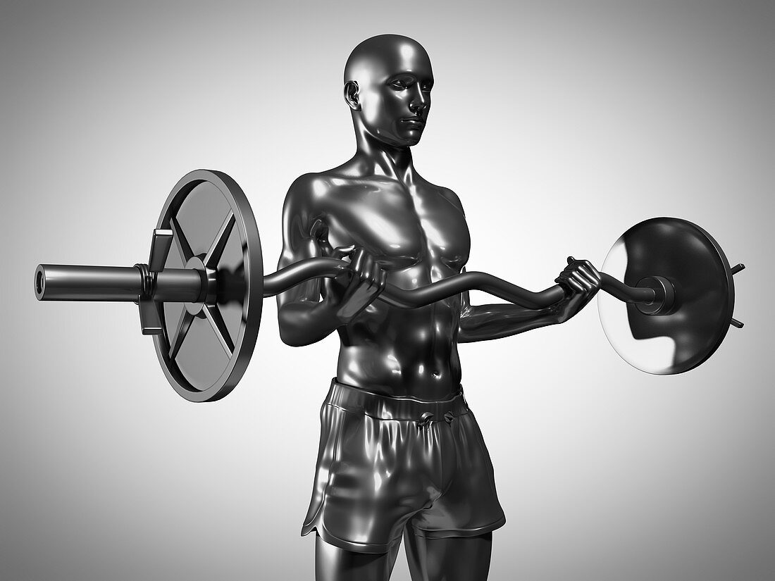 Man lifting barbell, illustration