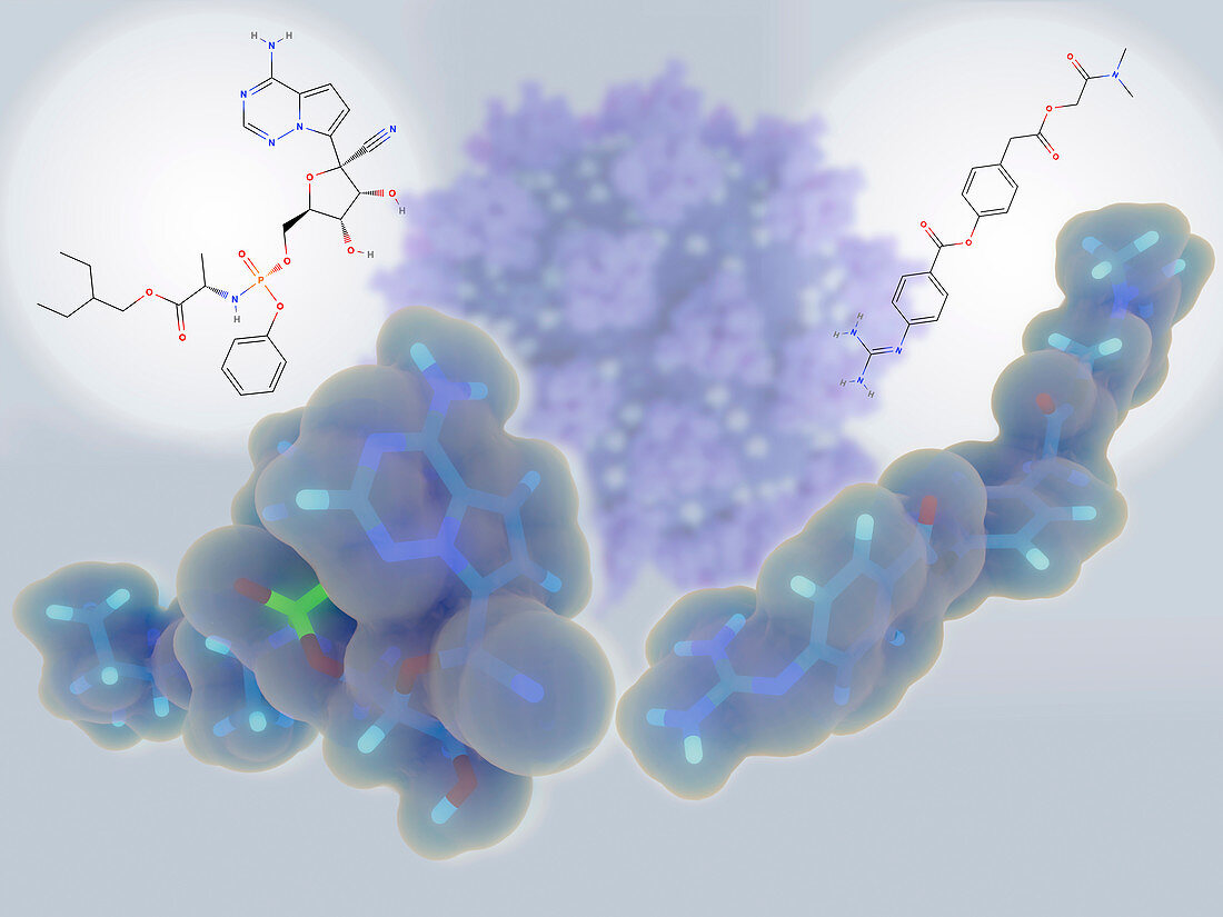 Potential coronavirus drugs, illustration