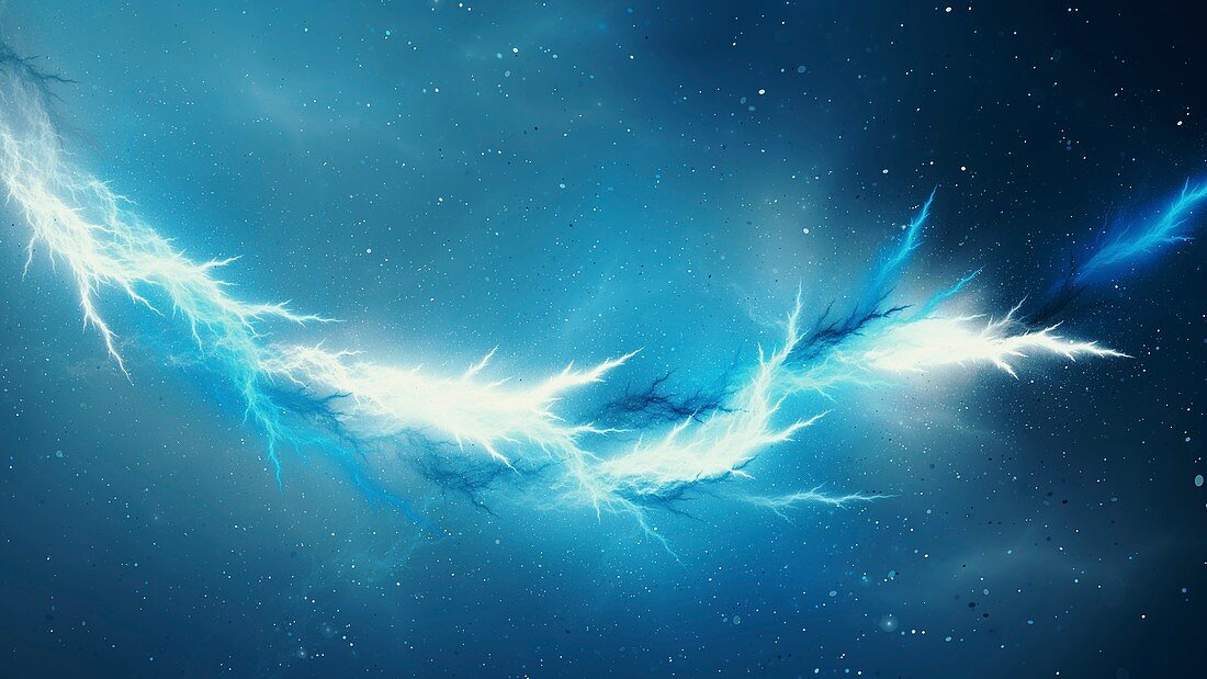 Interstellar lightning, abstract illustration
