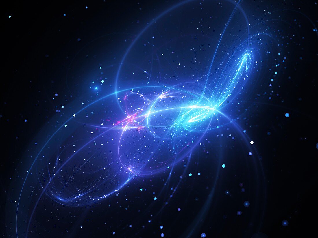 Curves in deep space, abstract illustration