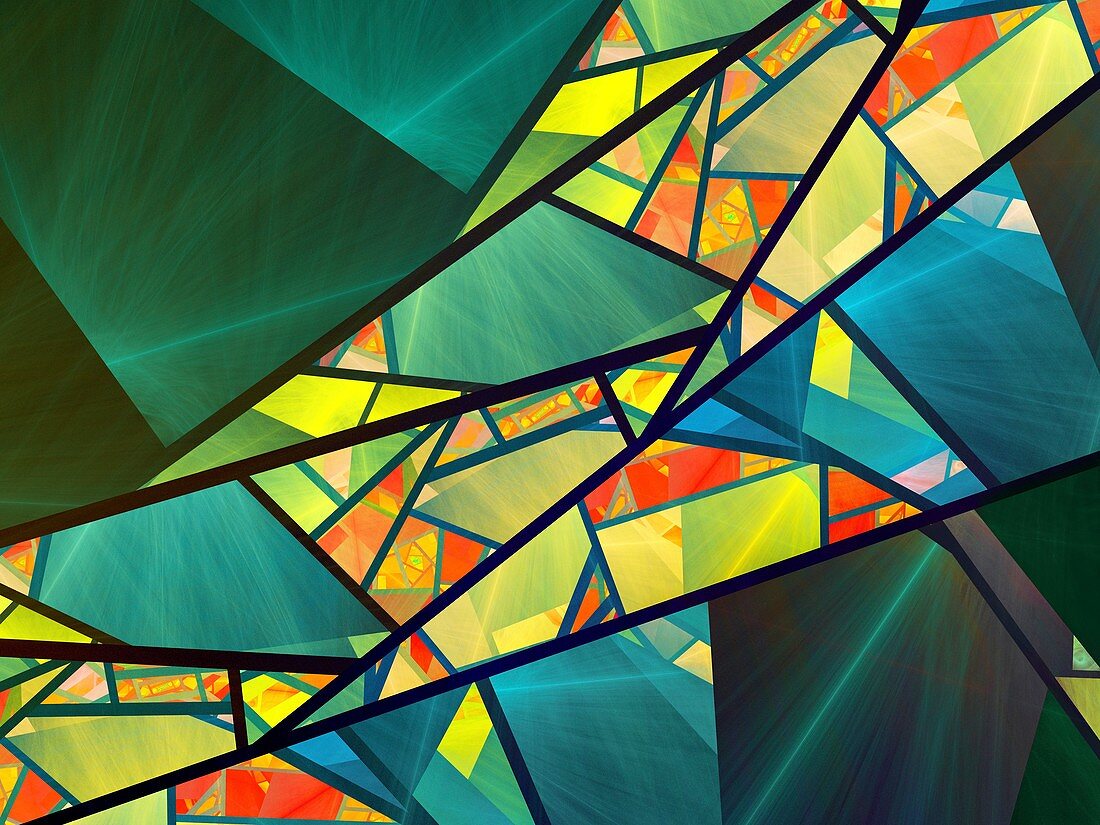 Stained-glass, abstract fractal illustration