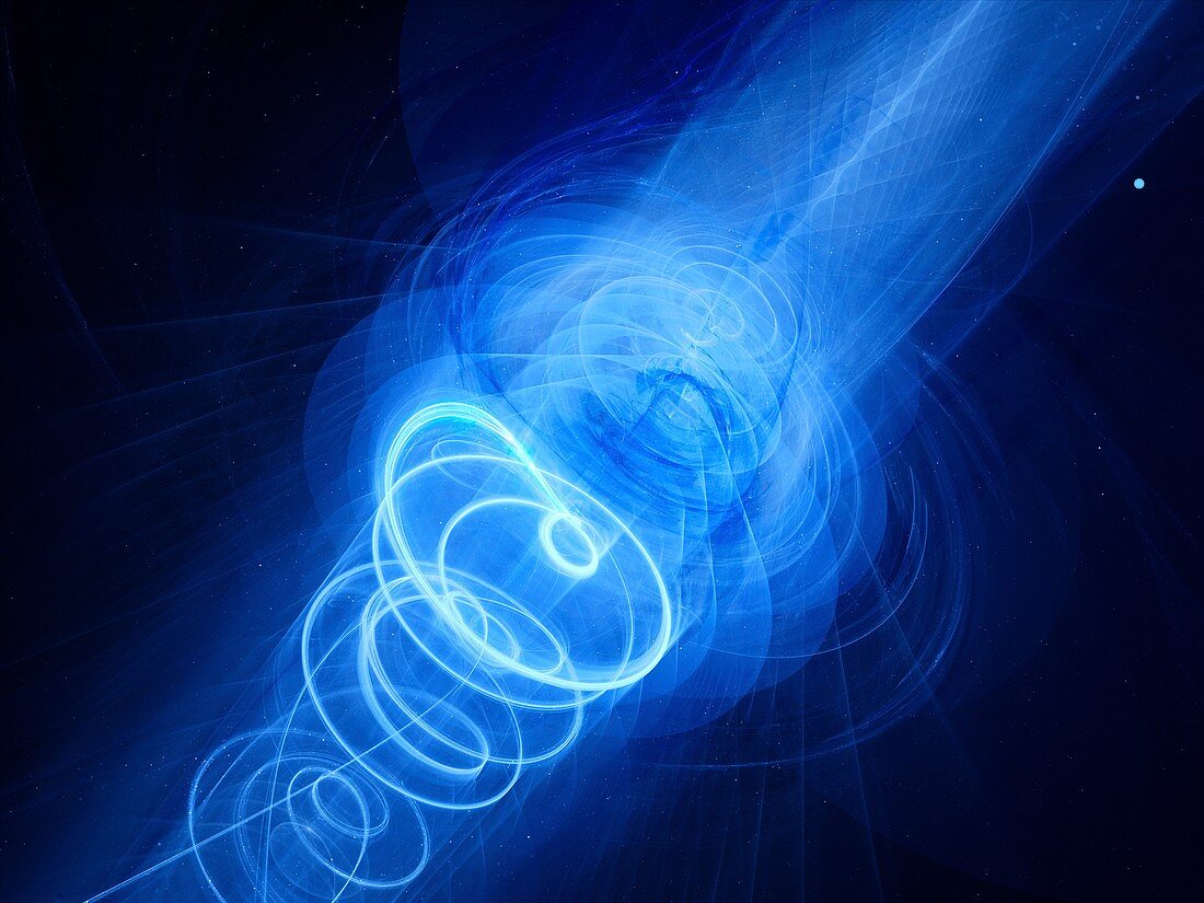 Plasma weapon in space, abstract illustration