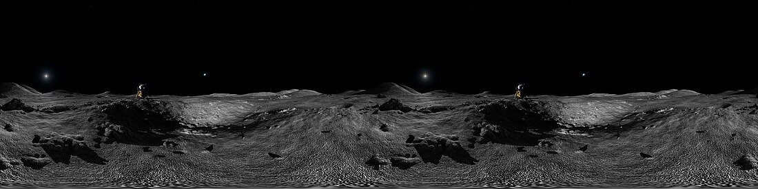 VR mage of lunar lander on the moon