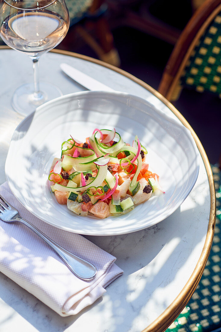 Ceviche with perch and salmon