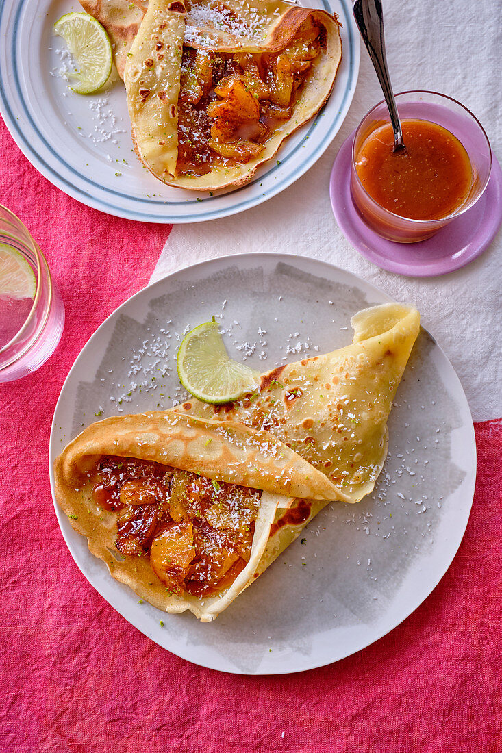 Creole crepes with pineapple and rum