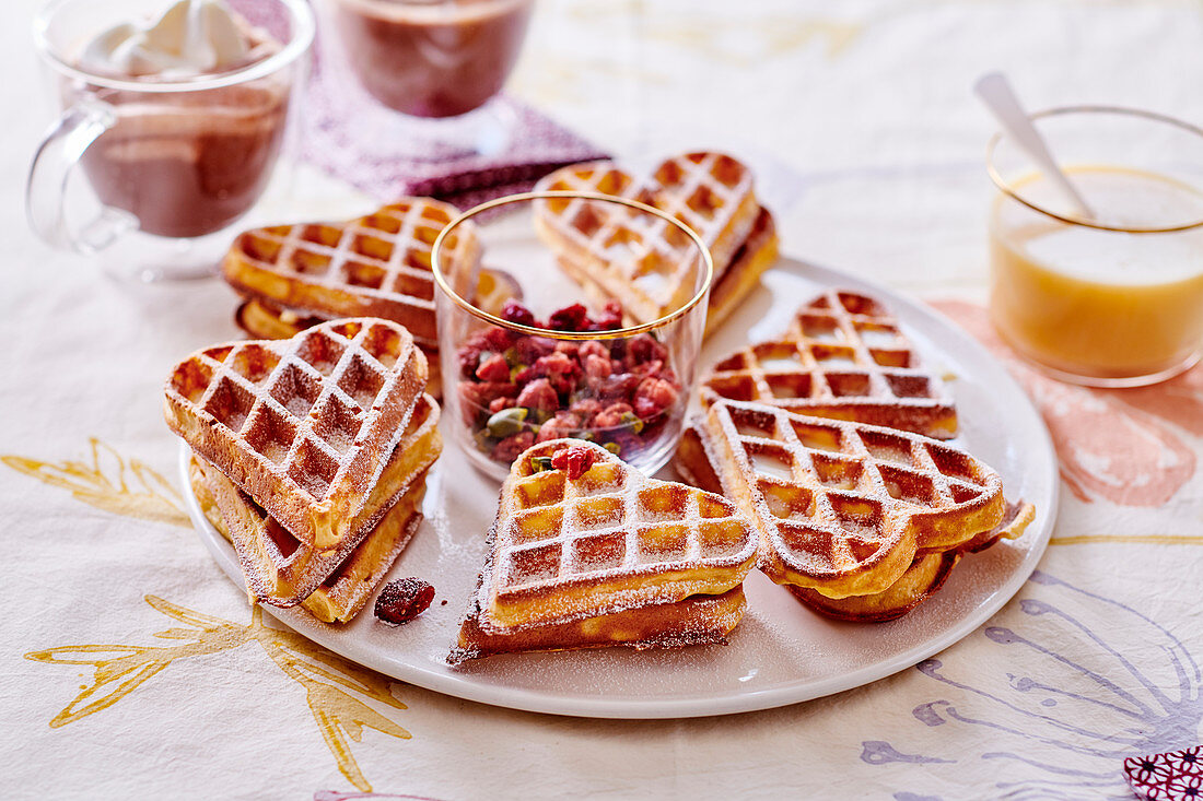 Waffeln mit Cranberries und Pistazien