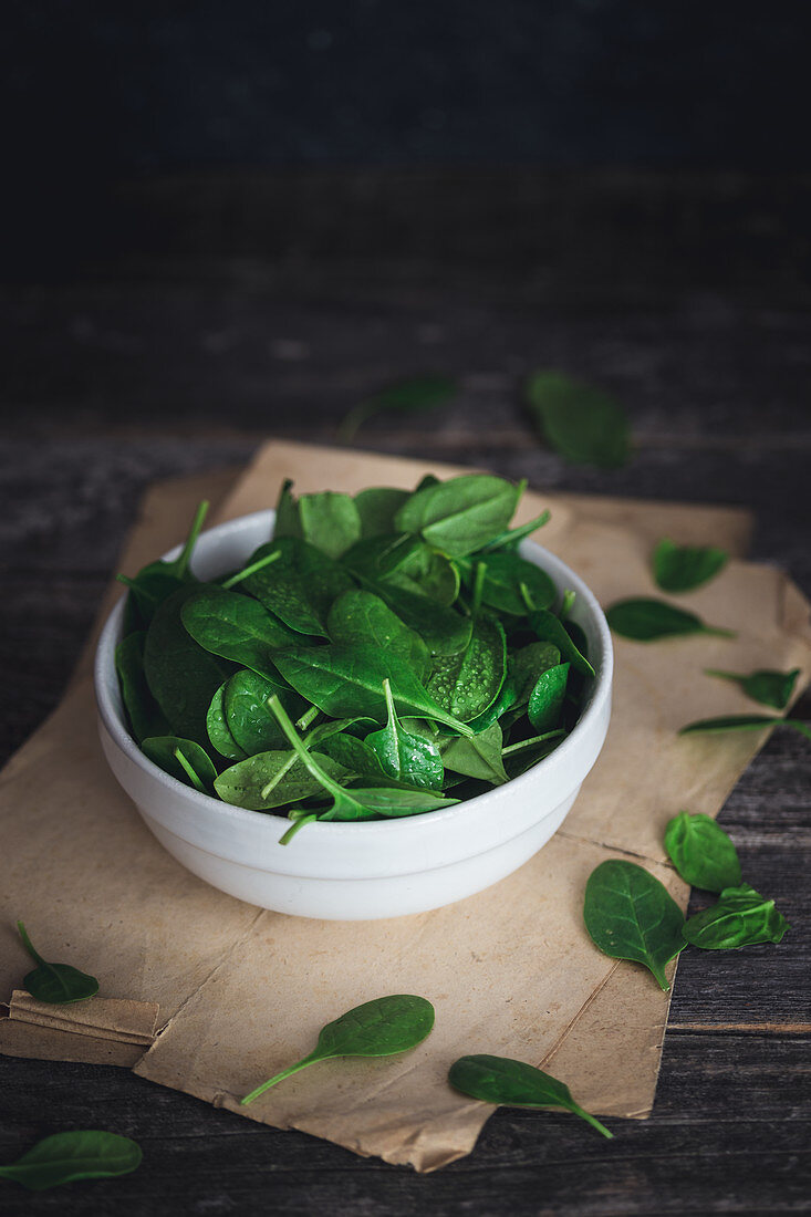 Bowl of fresh spinach