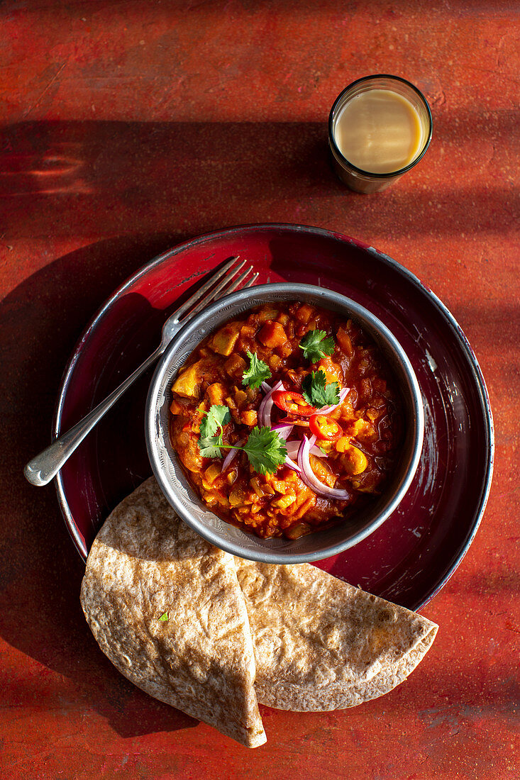 Indisches Hühnercurry mit Chapati