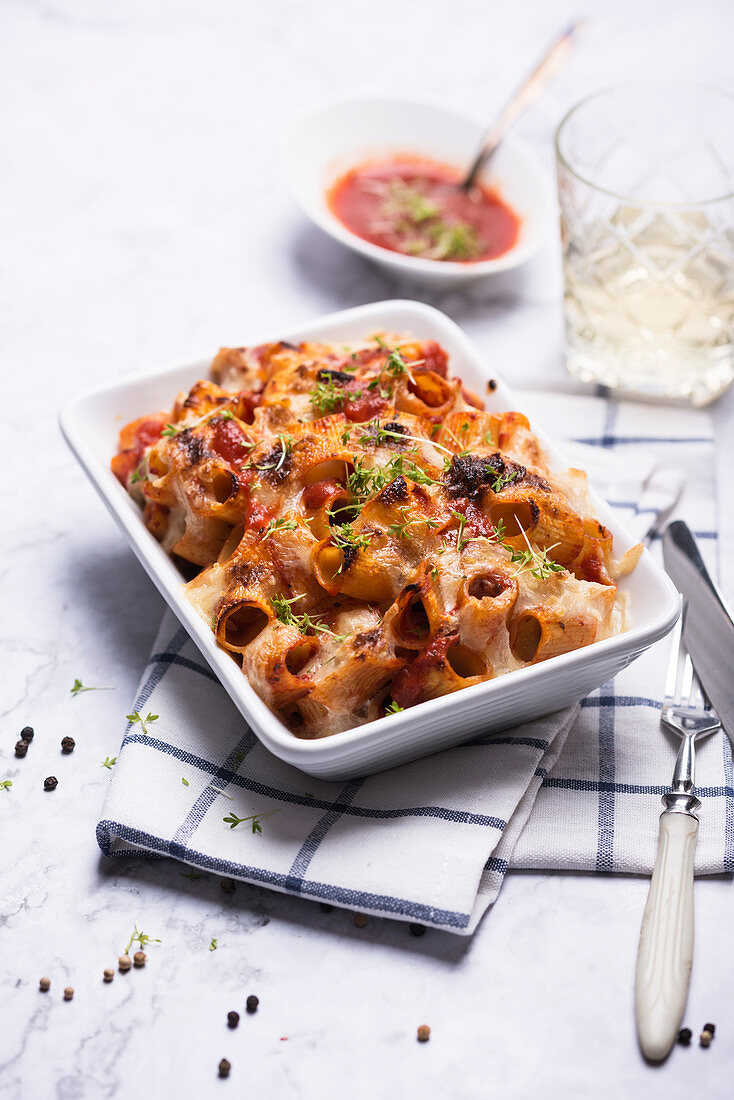 Baked vegan Rigatoni